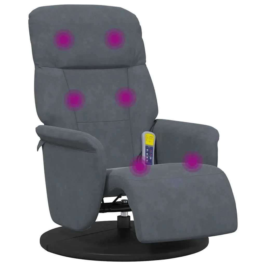 Recliner Chair Massage Adjustable 6 Point Vibration Grey Velvet with Footrest