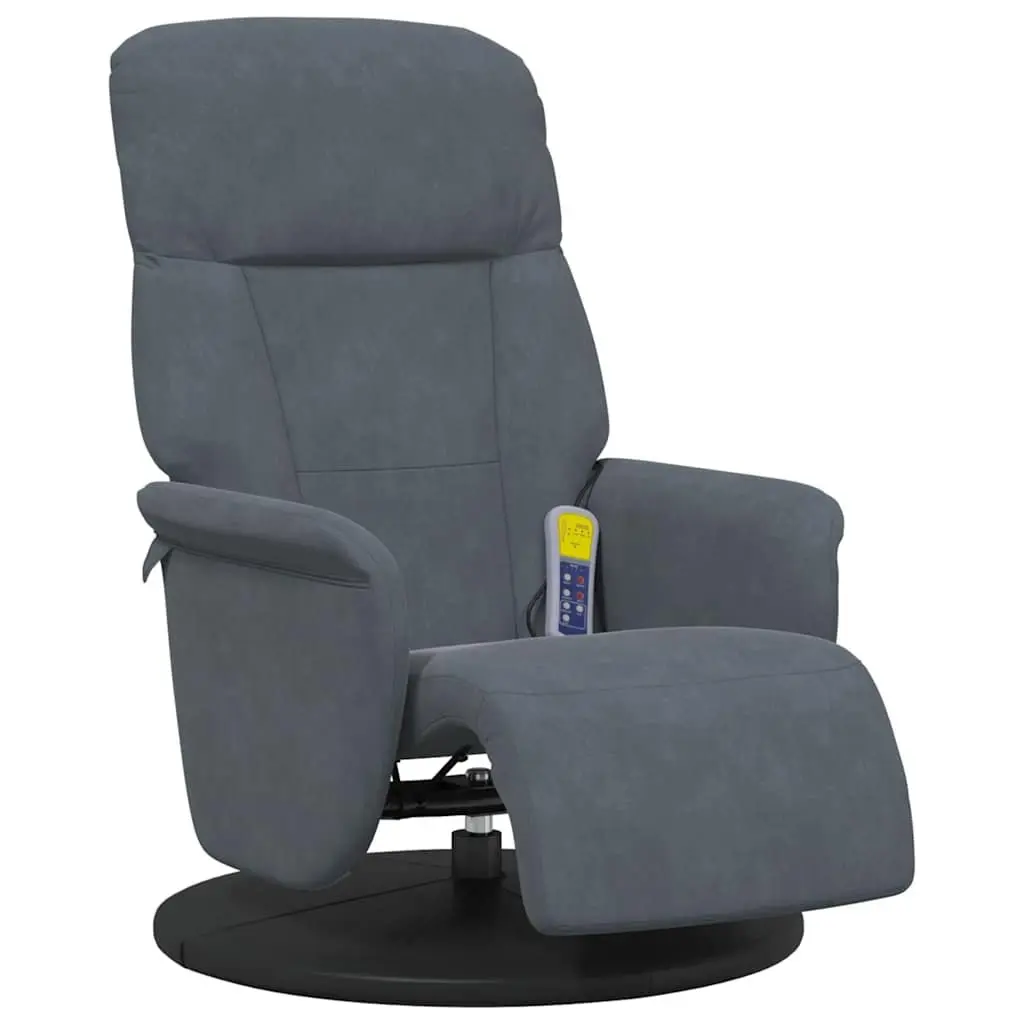 Recliner Chair Massage Adjustable 6 Point Vibration Grey Velvet with Footrest