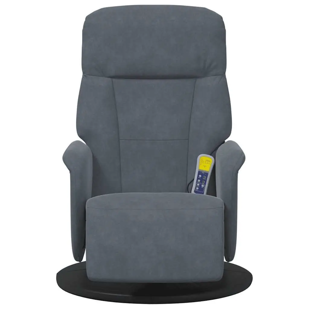 Recliner Chair Massage Adjustable 6 Point Vibration Grey Velvet with Footrest