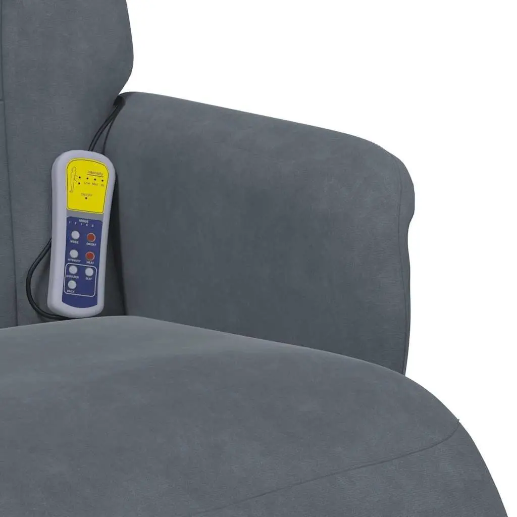 Recliner Chair Massage Adjustable 6 Point Vibration Grey Velvet with Footrest