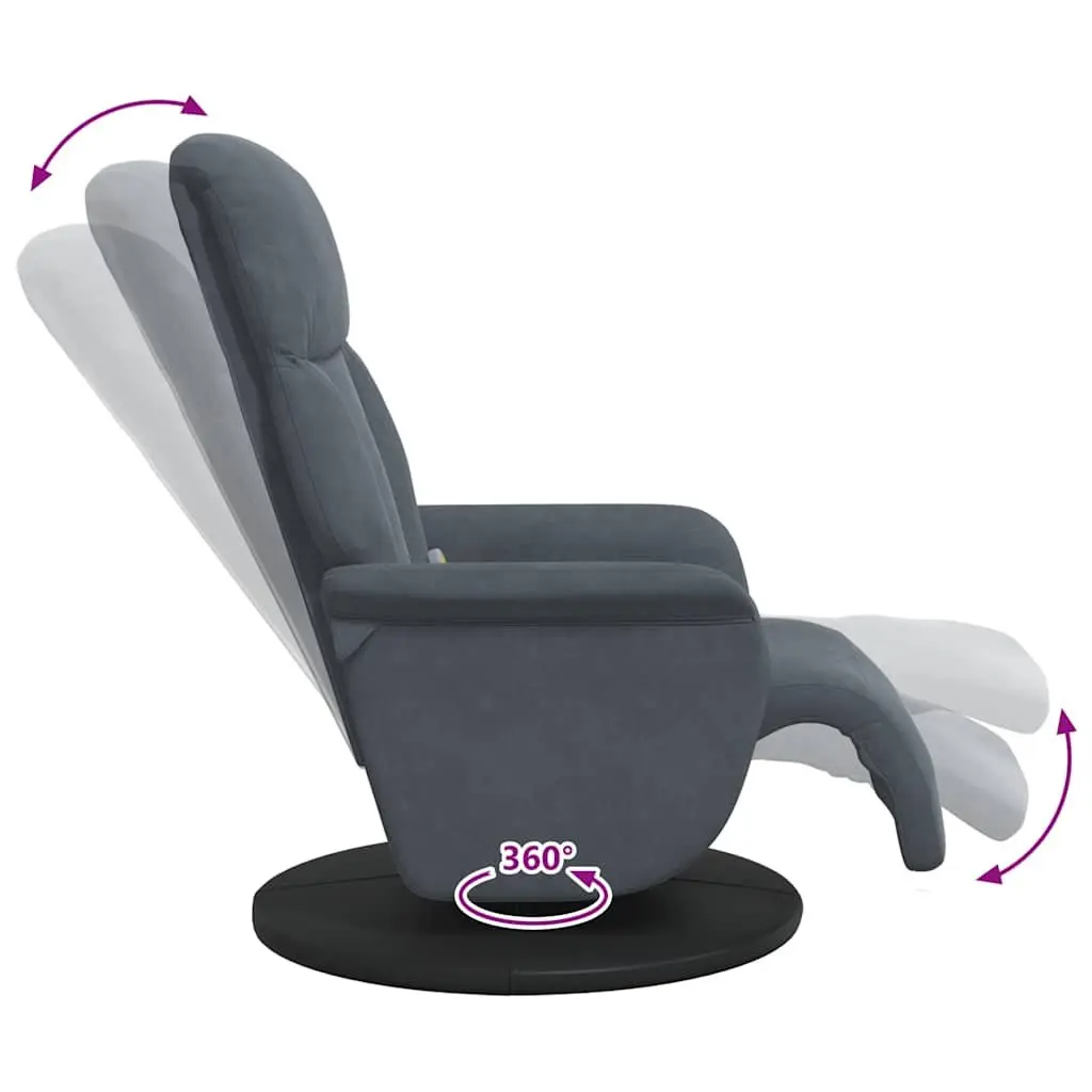 Recliner Chair Massage Adjustable 6 Point Vibration Grey Velvet with Footrest