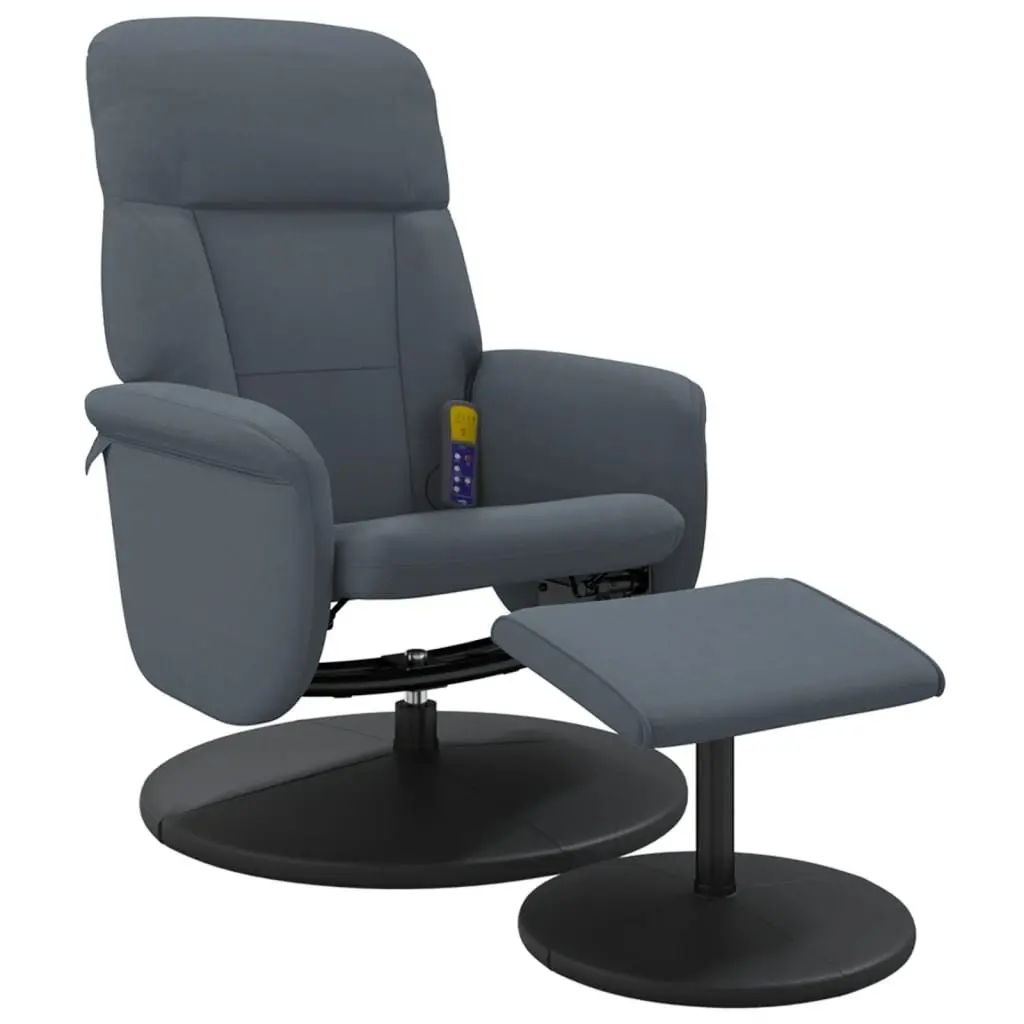 Massage Recliner Chair with Footstool Vibration 360 Swivel Dark Grey Velvet