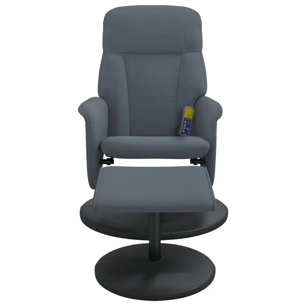 Massage Recliner Chair with Footstool Vibration 360 Swivel Dark Grey Velvet