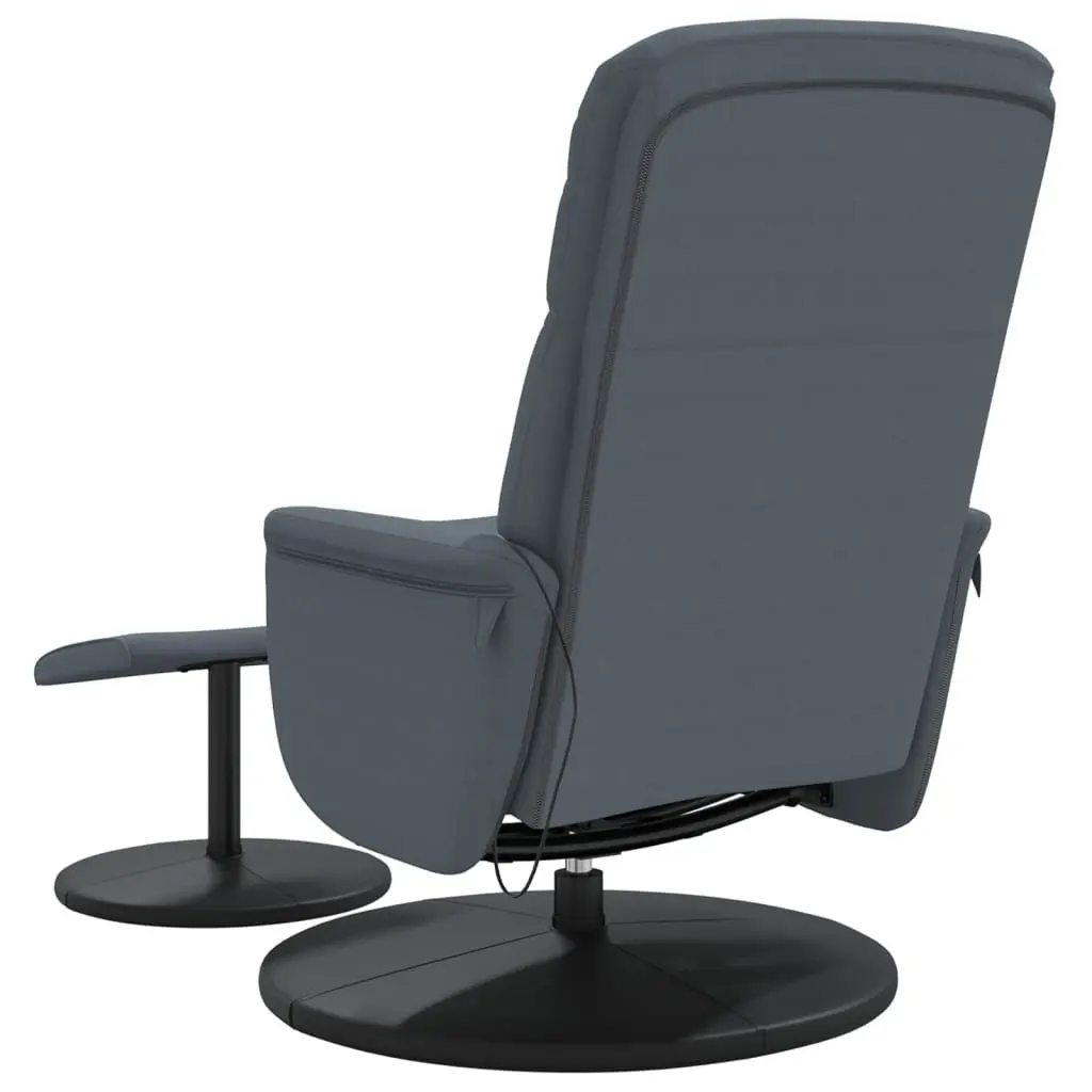 Massage Recliner Chair with Footstool Vibration 360 Swivel Dark Grey Velvet