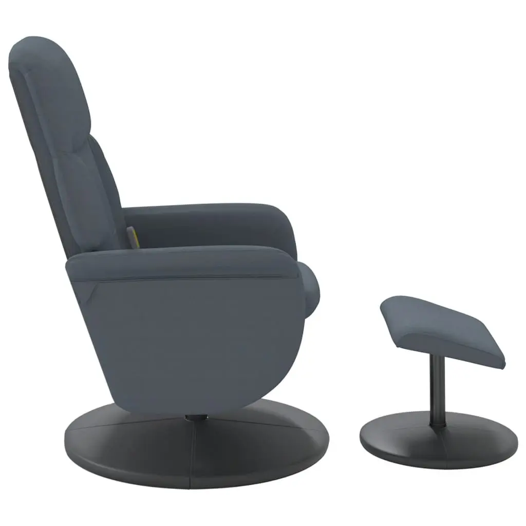 Massage Recliner Chair with Footstool Vibration 360 Swivel Dark Grey Velvet