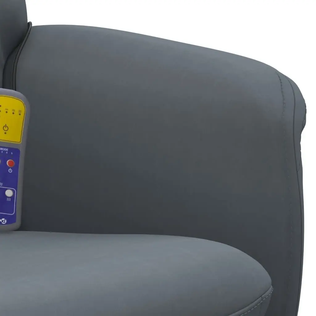 Massage Recliner Chair with Footstool Vibration 360 Swivel Dark Grey Velvet