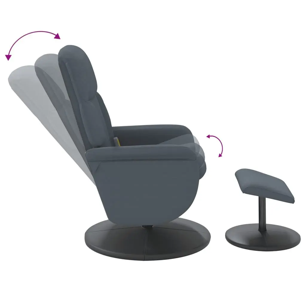 Massage Recliner Chair with Footstool Vibration 360 Swivel Dark Grey Velvet