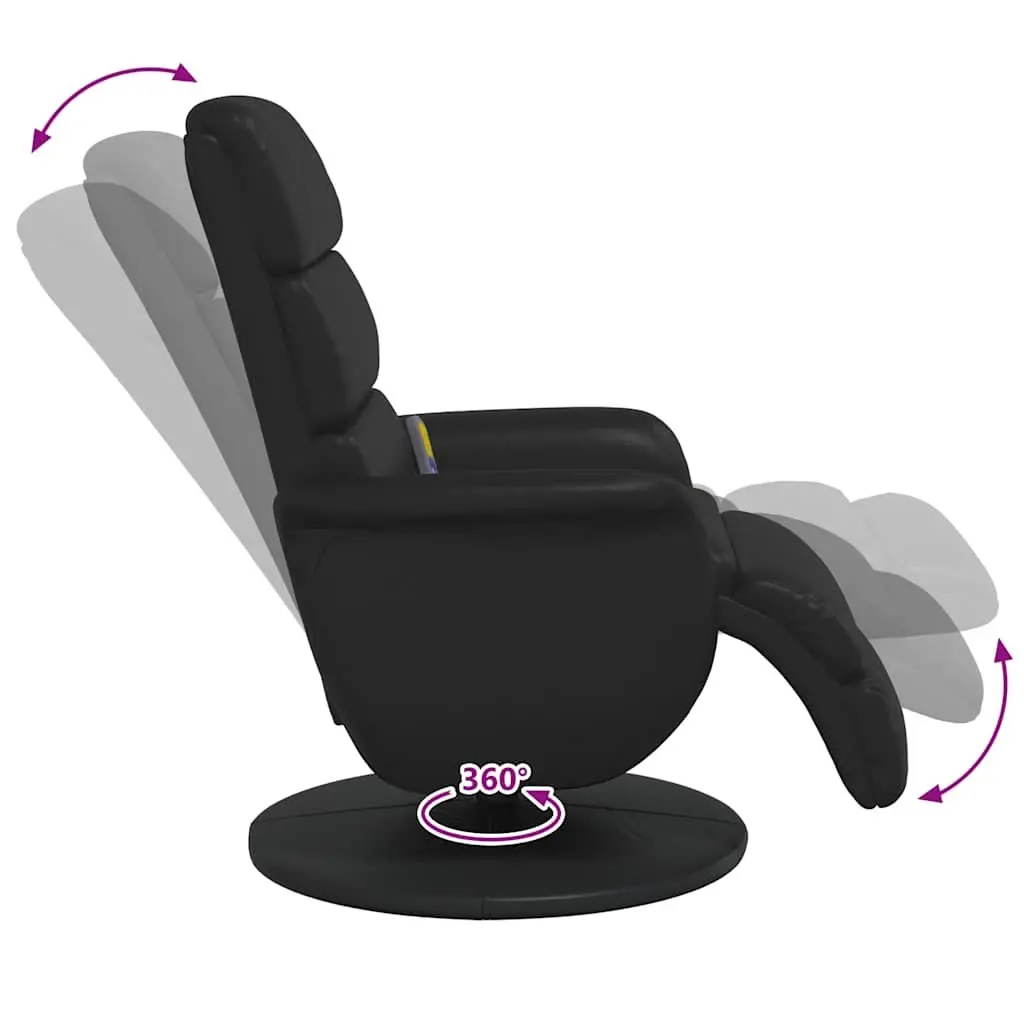 Massage Recliner Chair 360 Swivel Vibration Faux Leather Black