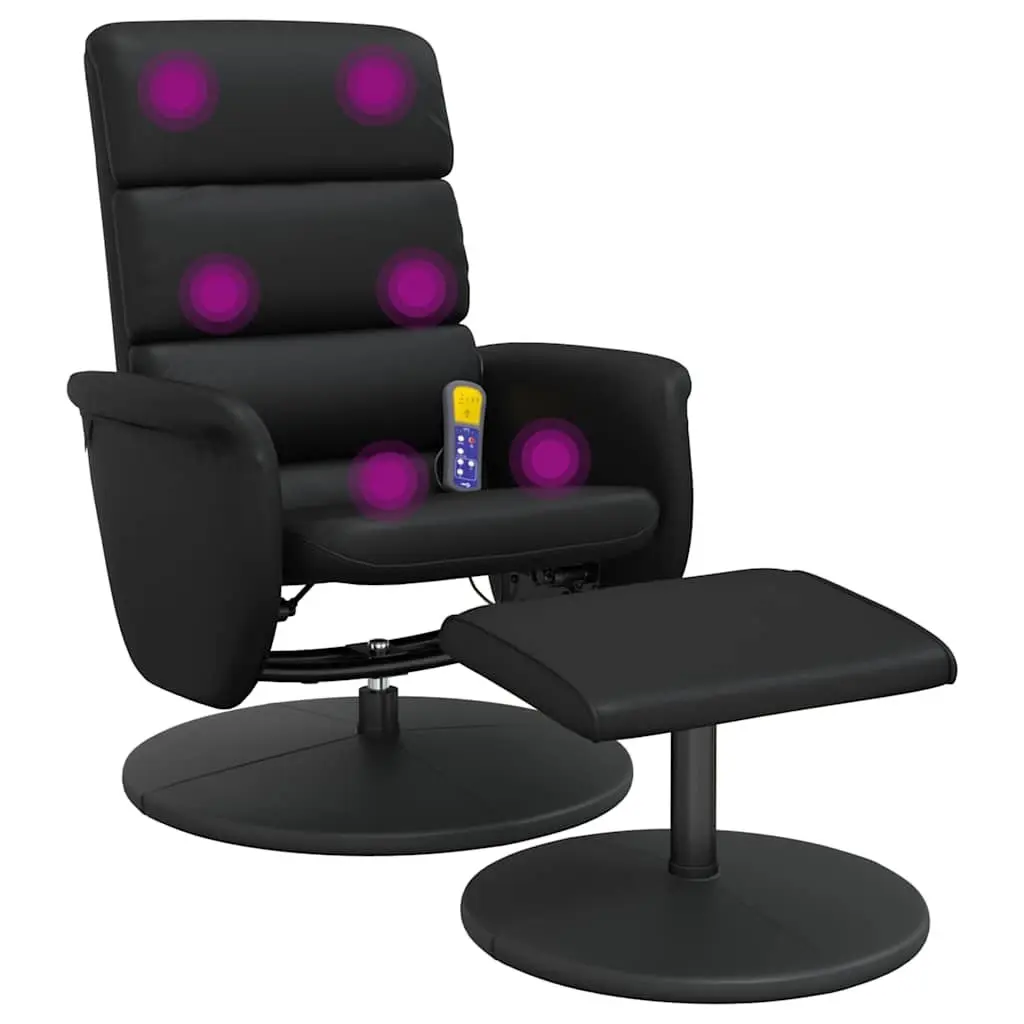 Massage Recliner Chair with Footstool Swivel Armchair Faux Leather Lounge Seat