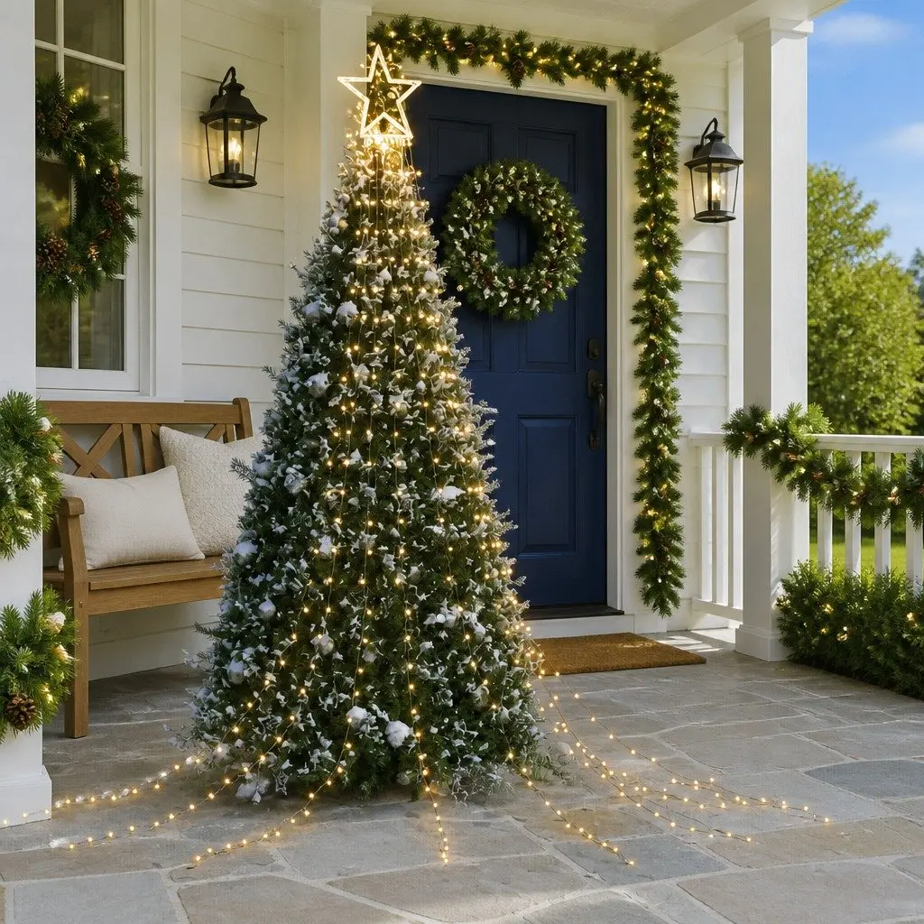 Christmas Tree Light Warm White 320 LEDs 375cm 8 Modes Waterproof Decoration