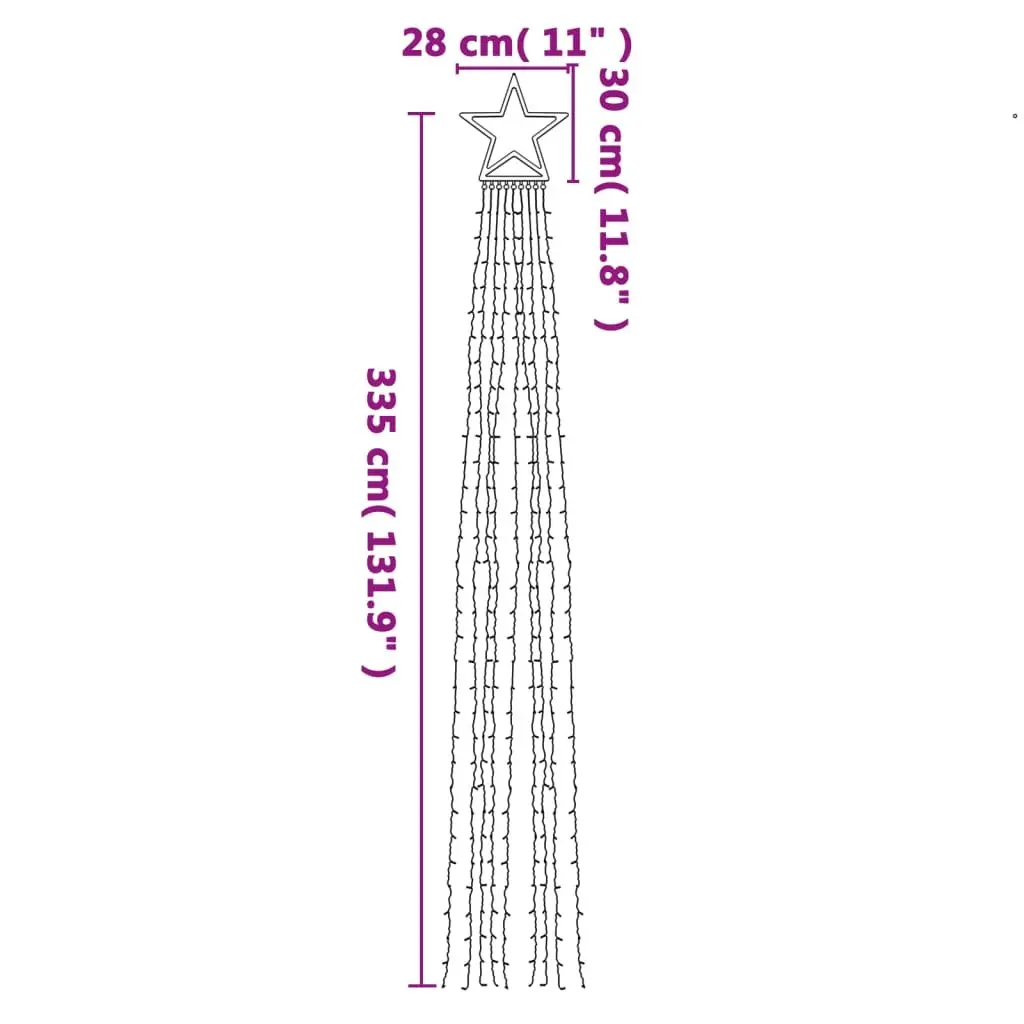 Christmas Tree Light 320 Cold White LEDs 8 Modes Waterproof 375 cm