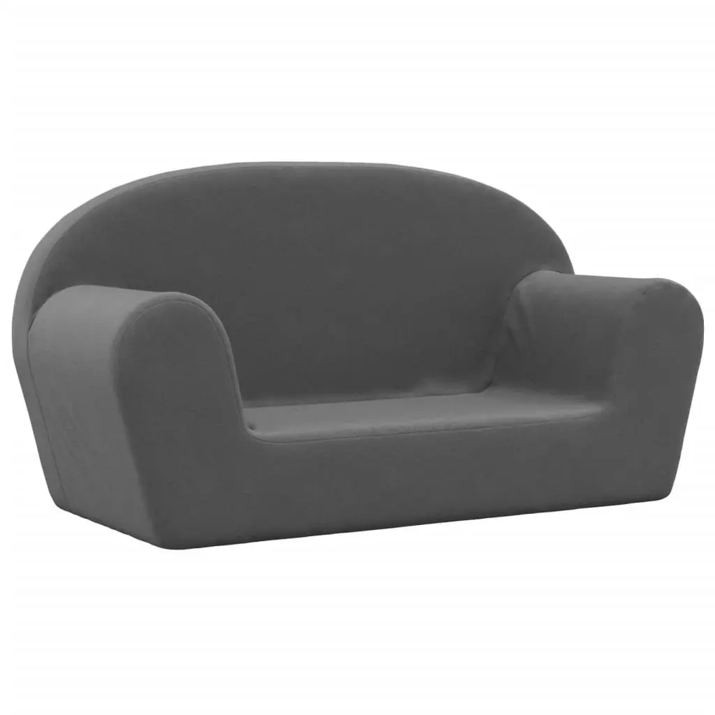 Kids Sofa 2-Seater Anthracite Soft Plush Couch Children's Lounge Chair Seat