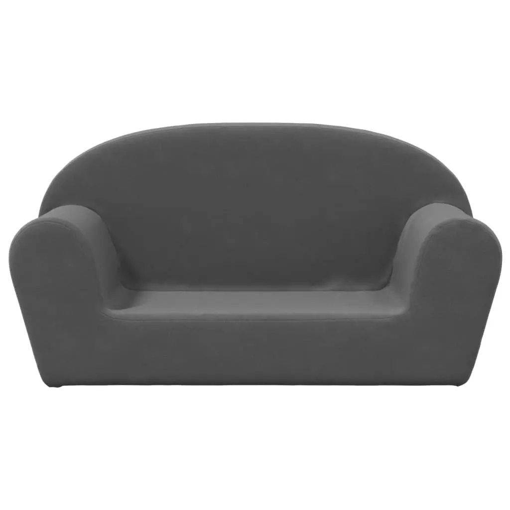 Kids Sofa 2-Seater Anthracite Soft Plush Couch Children's Lounge Chair Seat