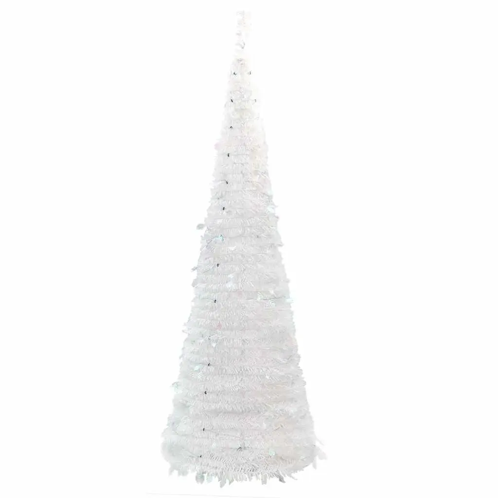 Artificial Christmas Tree Pop-up 150cm with 100 LEDs White Holiday Decoration