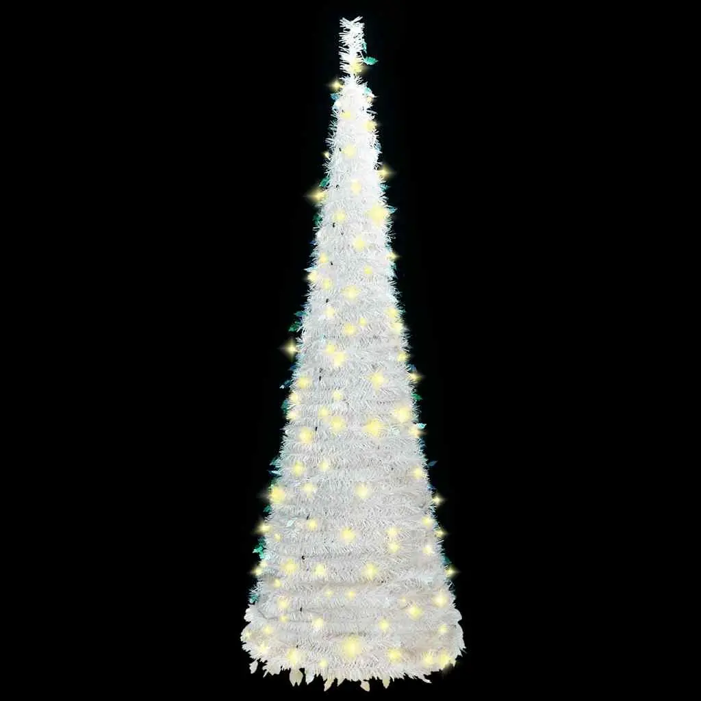 Artificial Christmas Tree Pop-up 150cm with 100 LEDs White Holiday Decoration