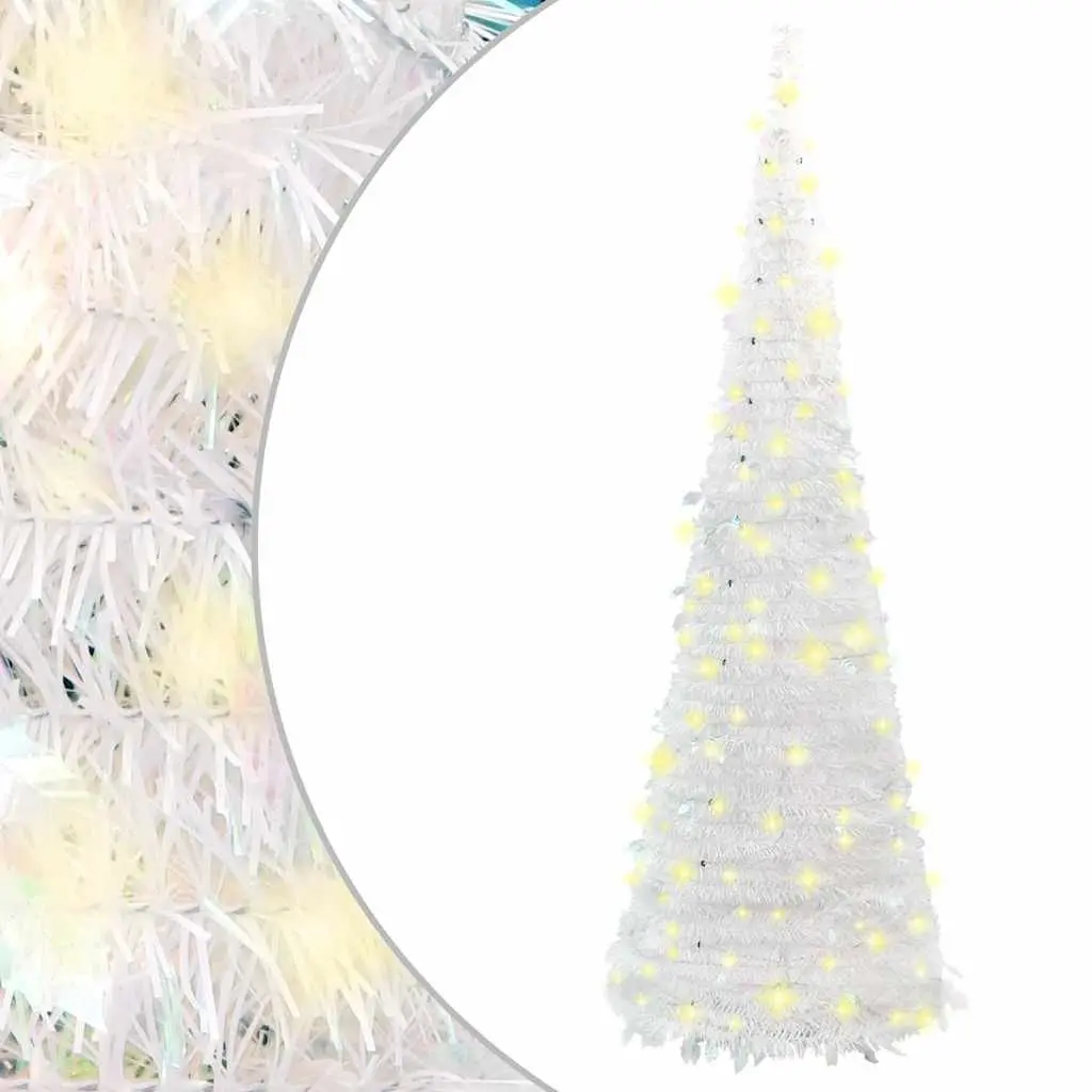 Artificial Christmas Tree Pop-Up 210cm White with 200 LEDs and 8 Lighting Modes