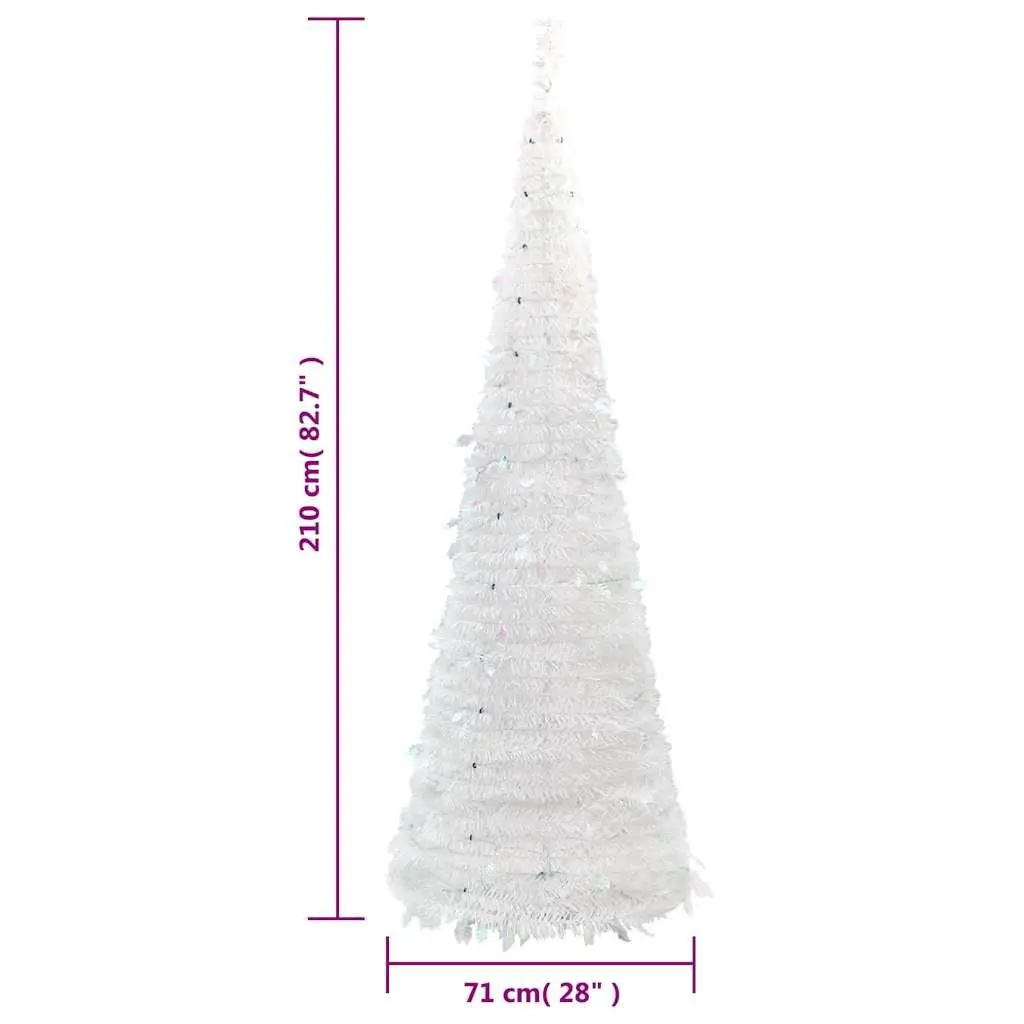 Artificial Christmas Tree Pop-Up 210cm White with 200 LEDs and 8 Lighting Modes