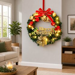 Friendly 45cm Green Christmas Wreath with LED Decor