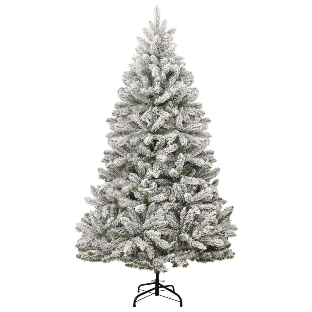 Artificial Hinged Christmas Tree 210cm White Flocked Snow Realistic PVC Tips