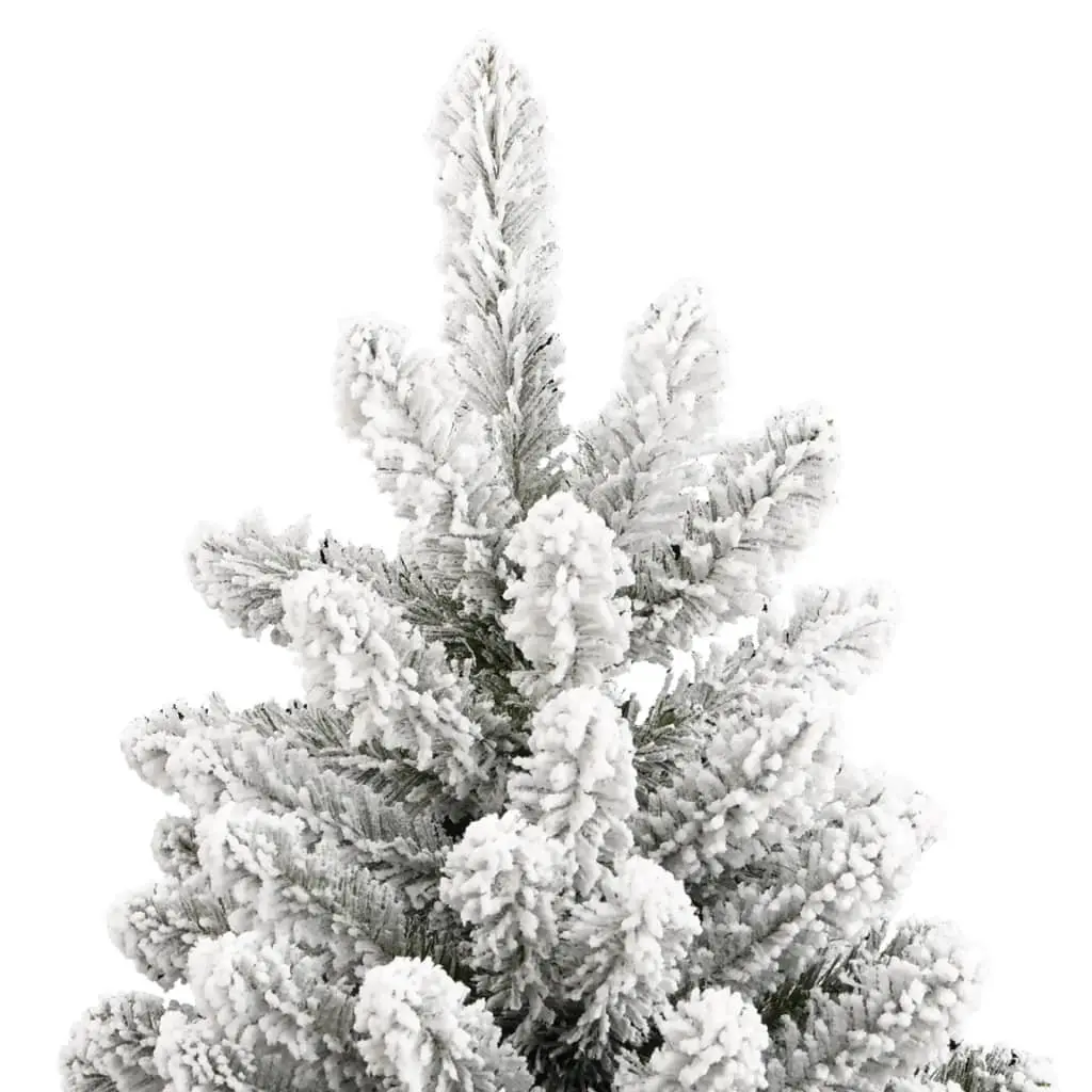Artificial Hinged Christmas Tree 210cm White Flocked Snow Realistic PVC Tips