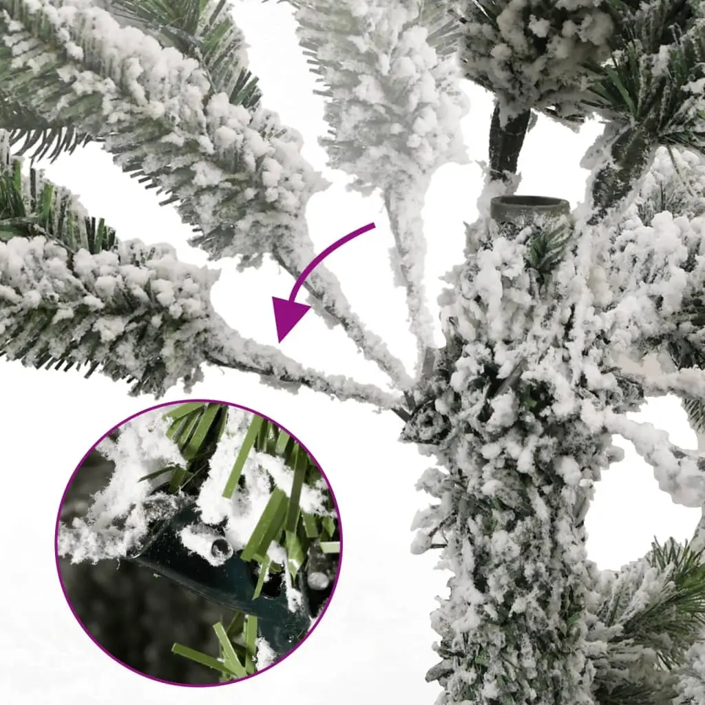 Artificial Hinged Christmas Tree 210cm White Flocked Snow Realistic PVC Tips