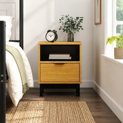 Bedside Cabinet Brown 40x35x50 cm Solid Pine Wood Nightstand Bedroom Storage