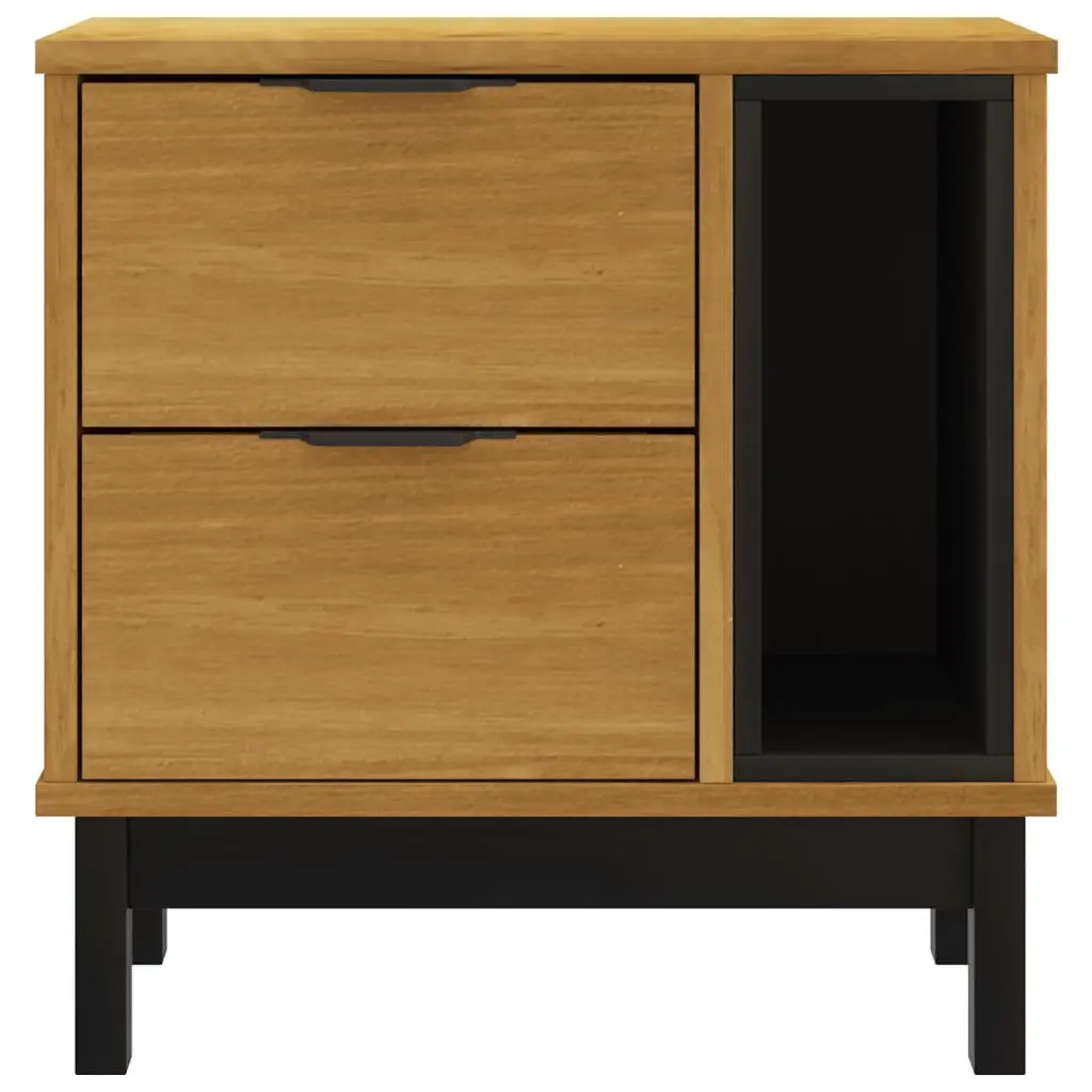 Bedside Cabinet Solid Pine Wood 2 Drawers Storage Nightstand Brown