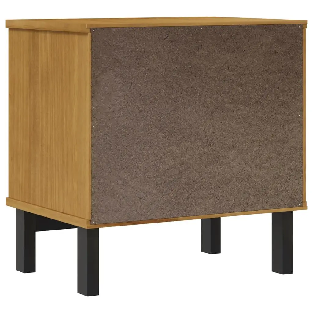 Bedside Cabinet Solid Pine Wood 2 Drawers Storage Nightstand Brown