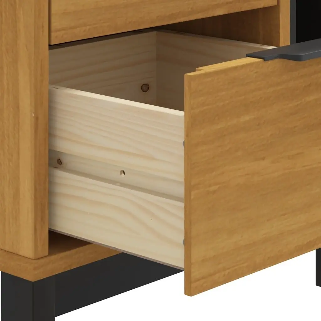 Bedside Cabinet Solid Pine Wood 2 Drawers Storage Nightstand Brown