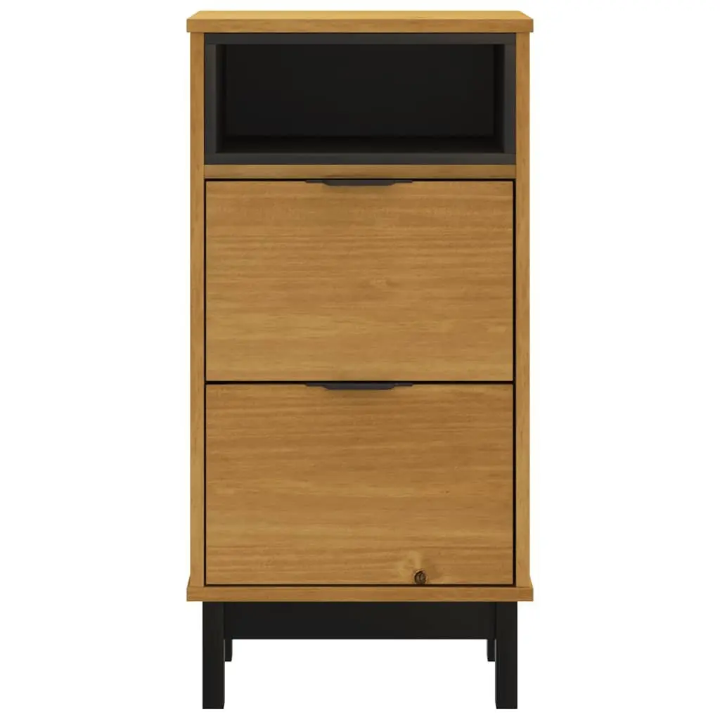 Bedside Cabinet Solid Pine Wood Brown 2 Drawers Storage Table