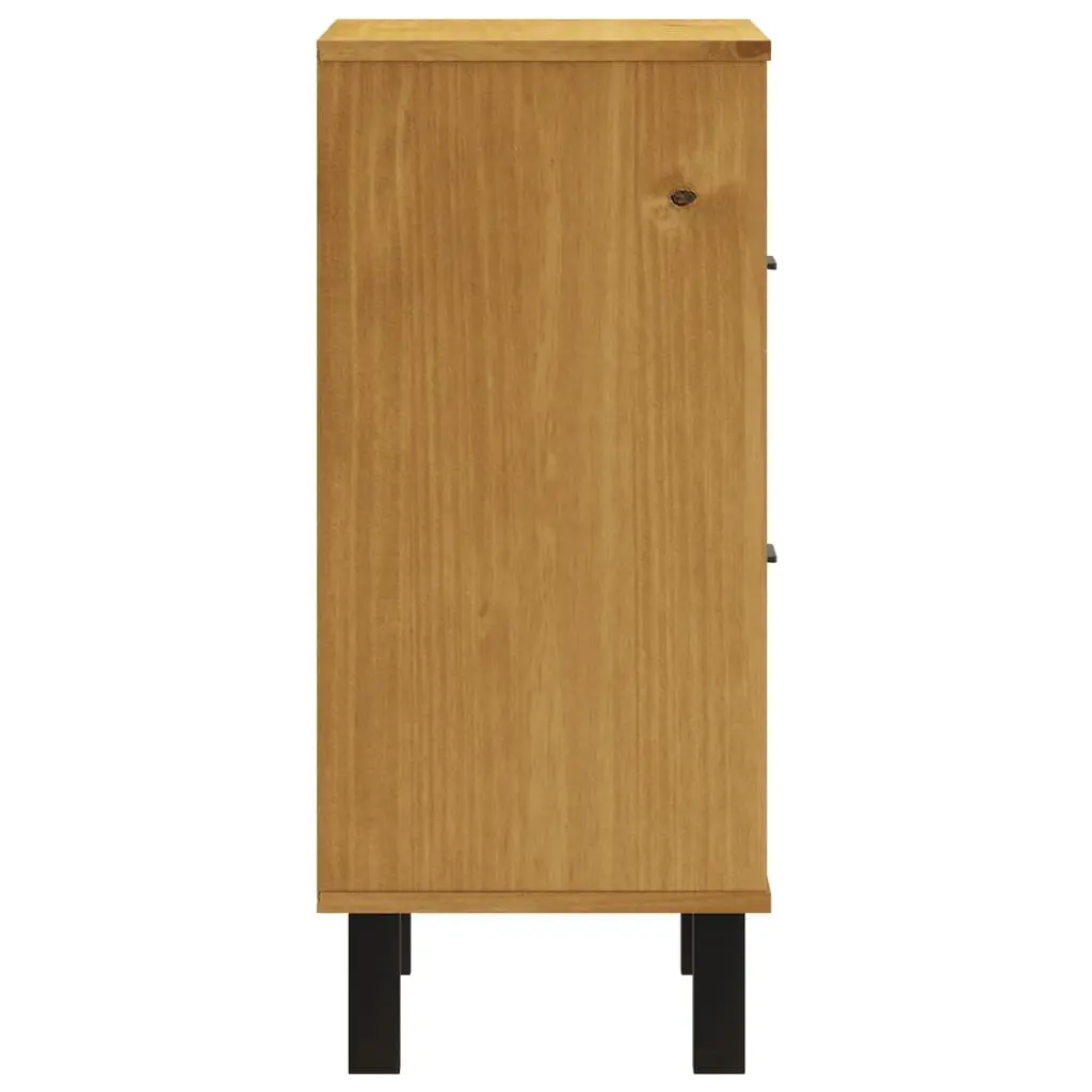 Bedside Cabinet Solid Pine Wood Brown 2 Drawers Storage Table