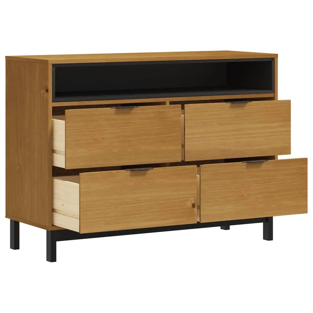 Drawer Cabinet Solid Pine Wood 110x40x80 cm Brown Storage Organizer