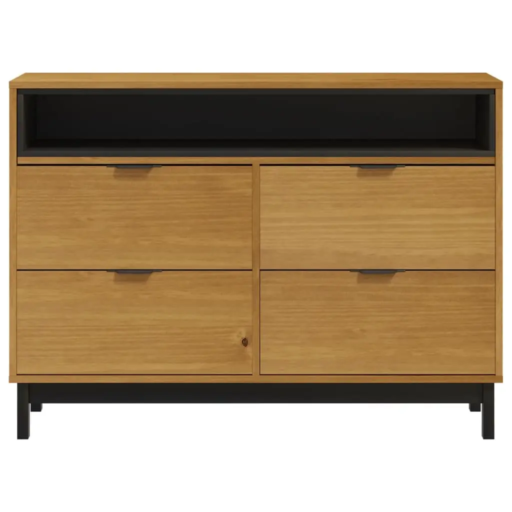 Drawer Cabinet Solid Pine Wood 110x40x80 cm Brown Storage Organizer
