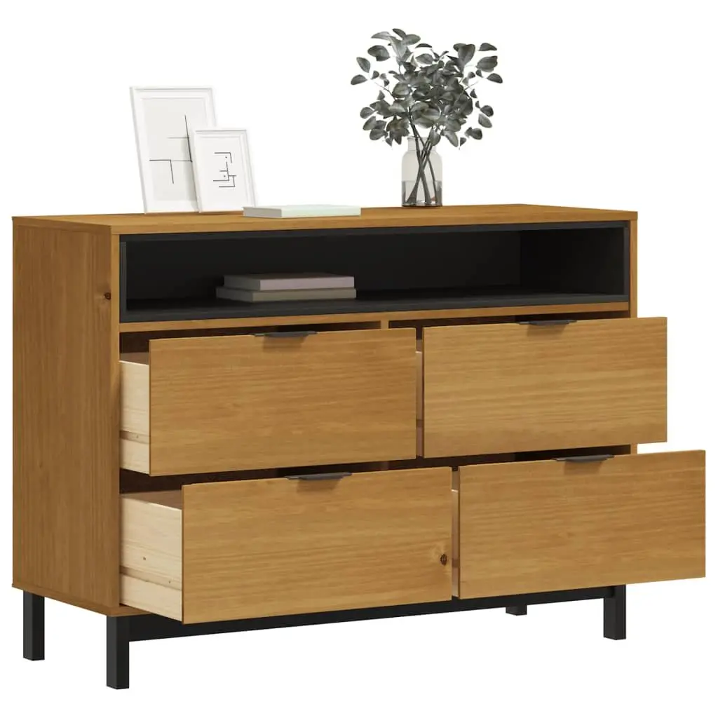 Drawer Cabinet Solid Pine Wood 110x40x80 cm Brown Storage Organizer