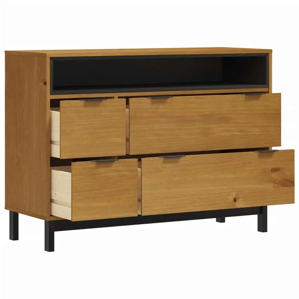 Drawer Cabinet Wooden 4 Drawer Storage Organizer Brown 110x40x80 cm