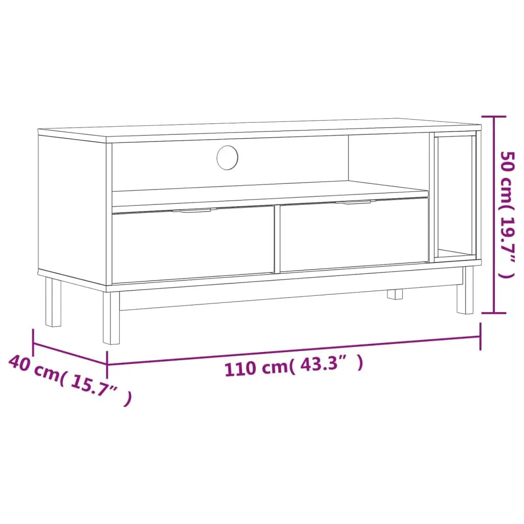 TV Cabinet with Storage 110x40x50 cm Solid Pine Wood Media Unit Brown