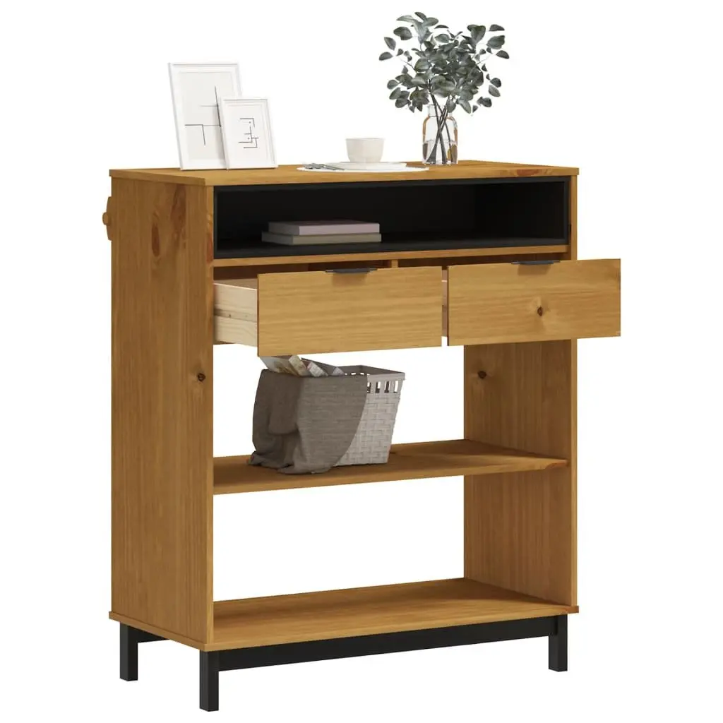 Solid Pine Wood Bar Table Brown 92x45x110cm Sturdy Top Ample Storage