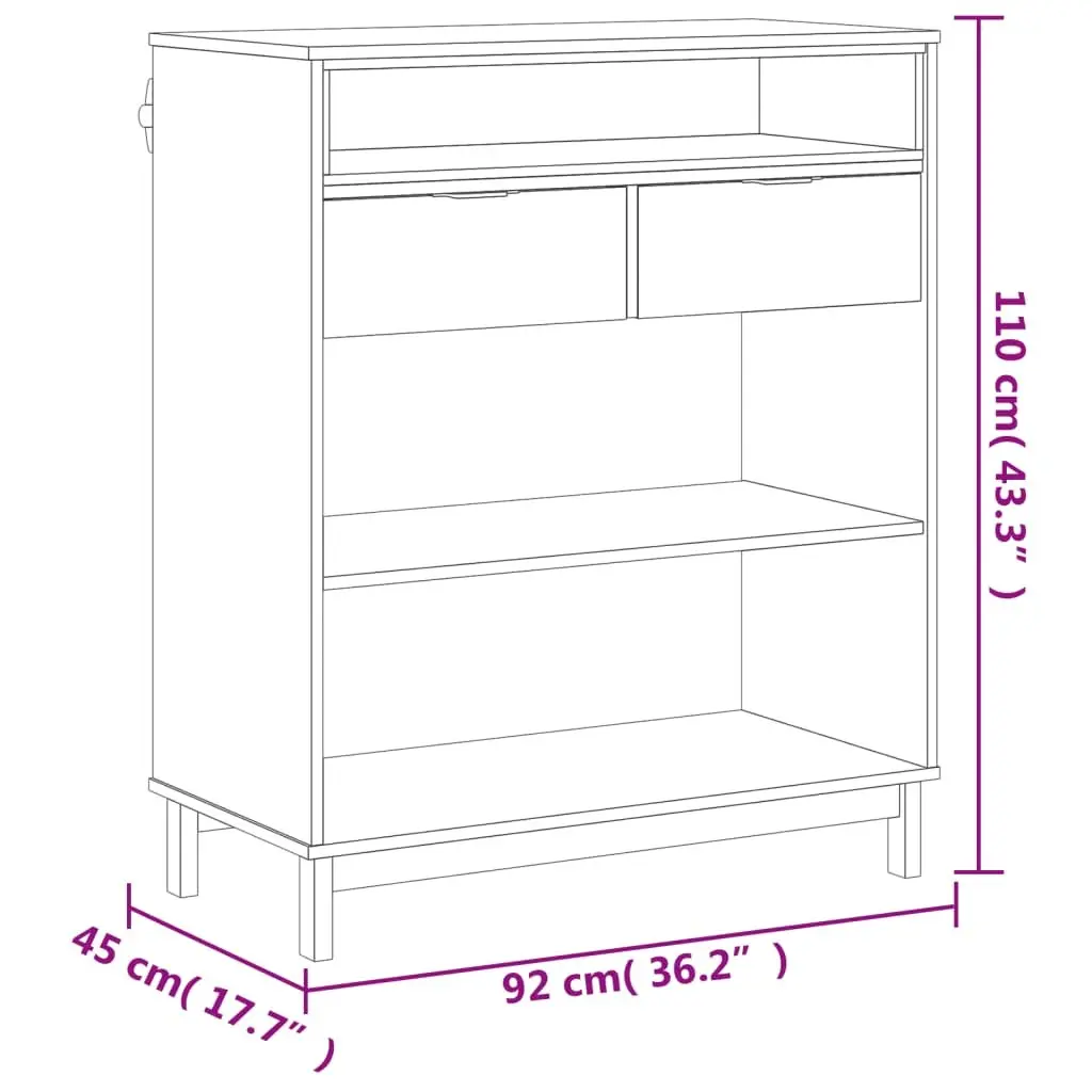 Solid Pine Wood Bar Table Brown 92x45x110cm Sturdy Top Ample Storage