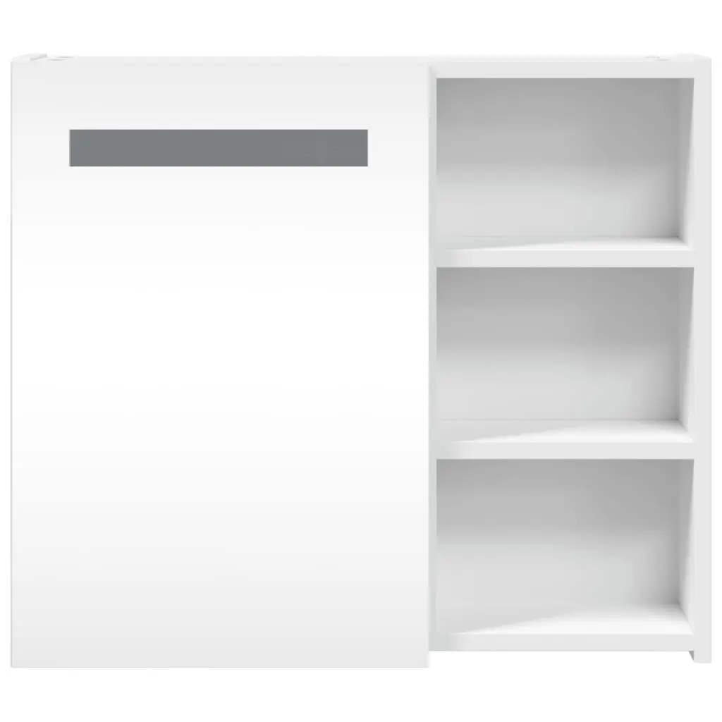 Bathroom Mirror Cabinet LED Light Wall-Mounted Storage 60x13x52cm
