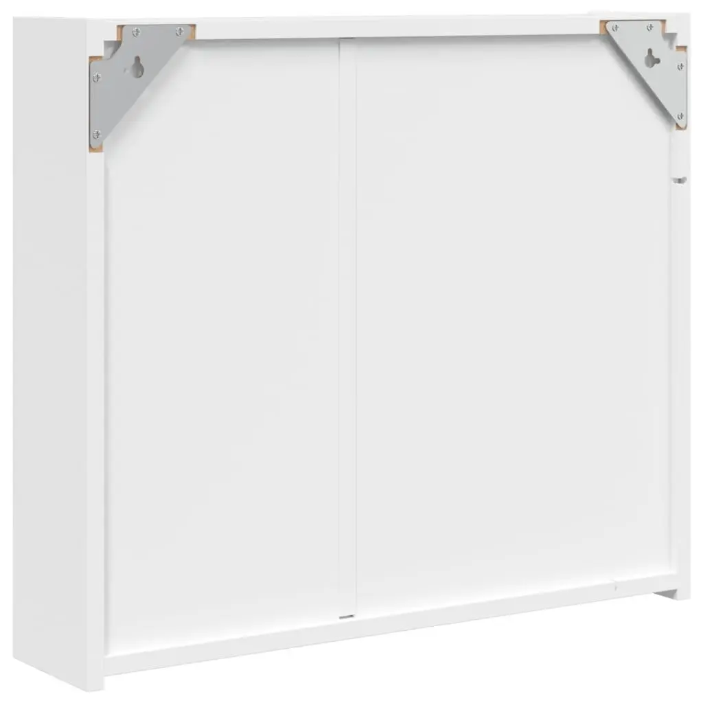 Bathroom Mirror Cabinet LED Light Wall-Mounted Storage 60x13x52cm