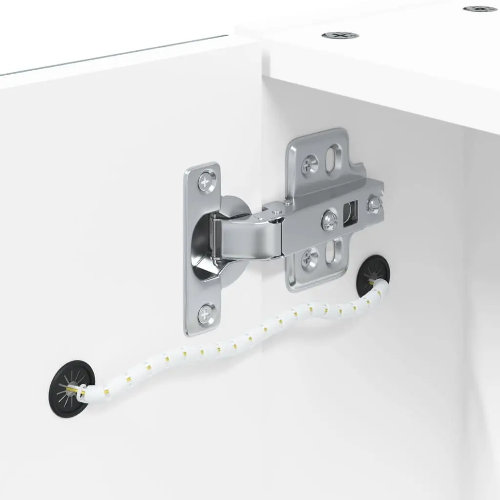 Bathroom Mirror Cabinet LED Light Wall-Mounted Storage 60x13x52cm