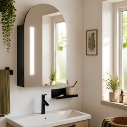 Friendly LED Light Bathroom Mirror Cabinet - Black Finish