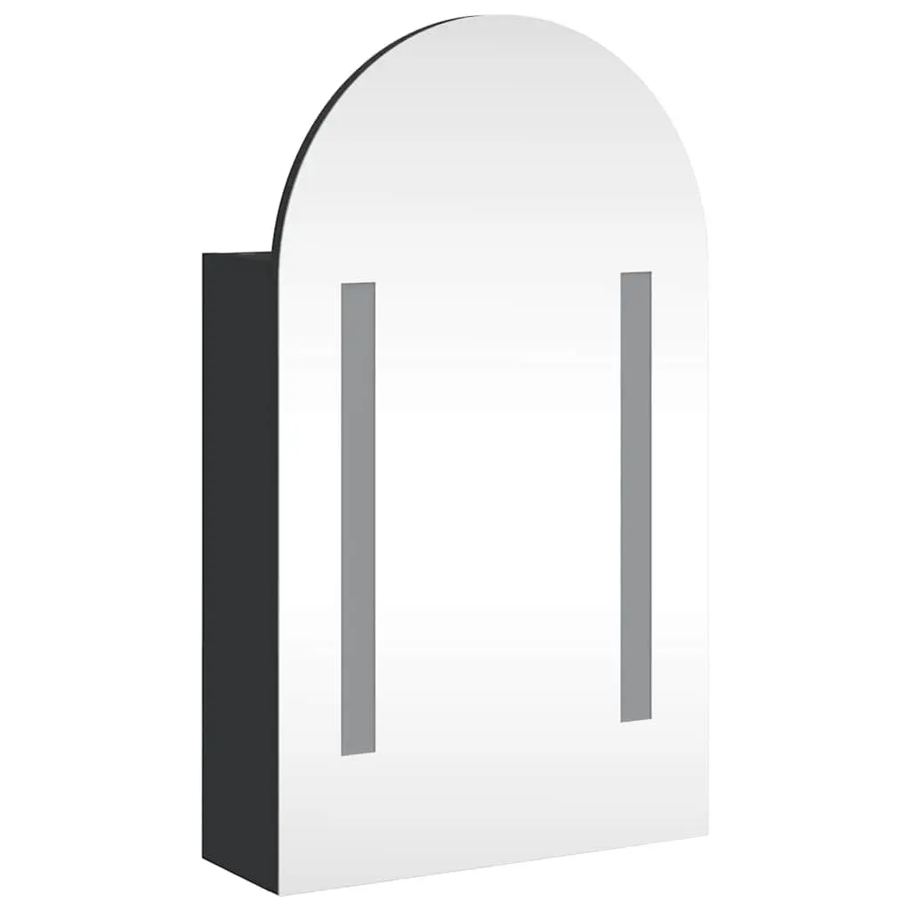 Bathroom Cabinet LED Light Arched Wall-Mounted Storage Black 42W x 13D x 70H cm