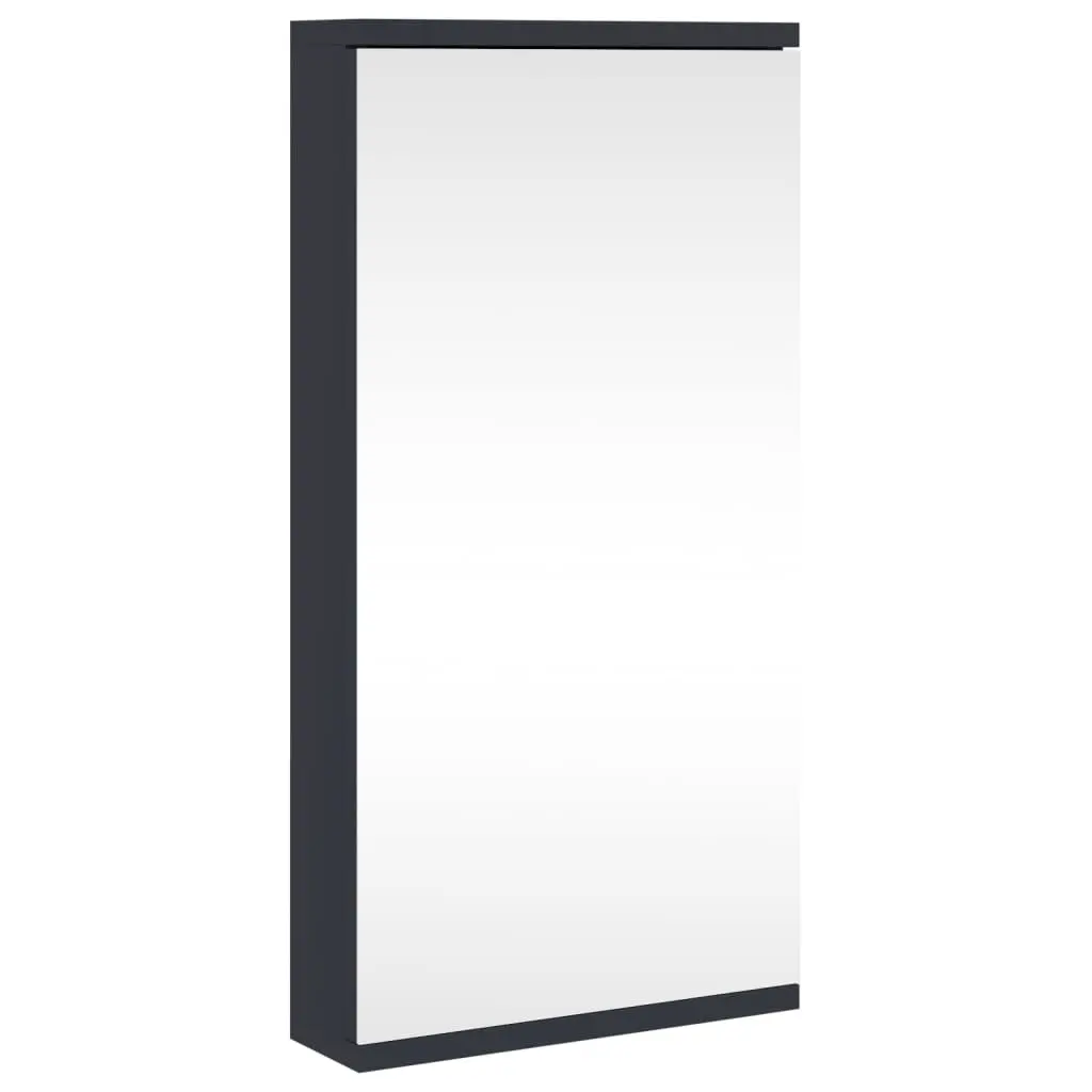 Corner Bathroom Mirror Cabinet Grey Wall-Mounted Storage 30x24x60cm