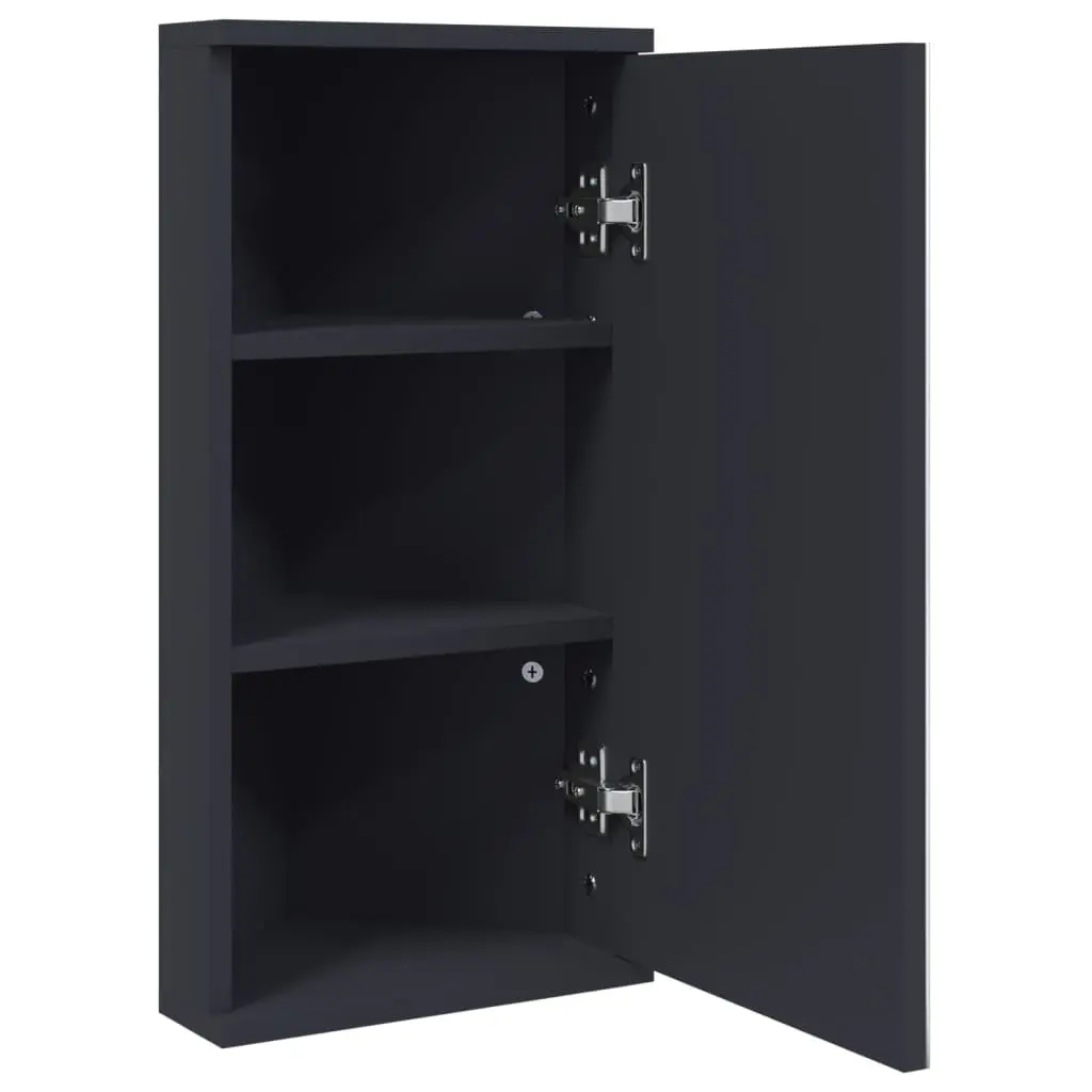 Corner Bathroom Mirror Cabinet Grey Wall-Mounted Storage 30x24x60cm