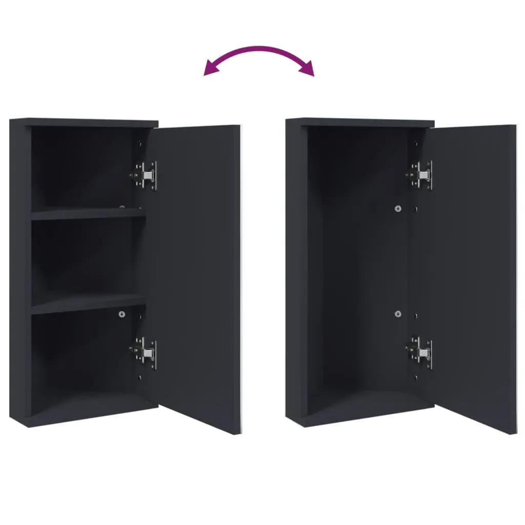 Corner Bathroom Mirror Cabinet Grey Wall-Mounted Storage 30x24x60cm