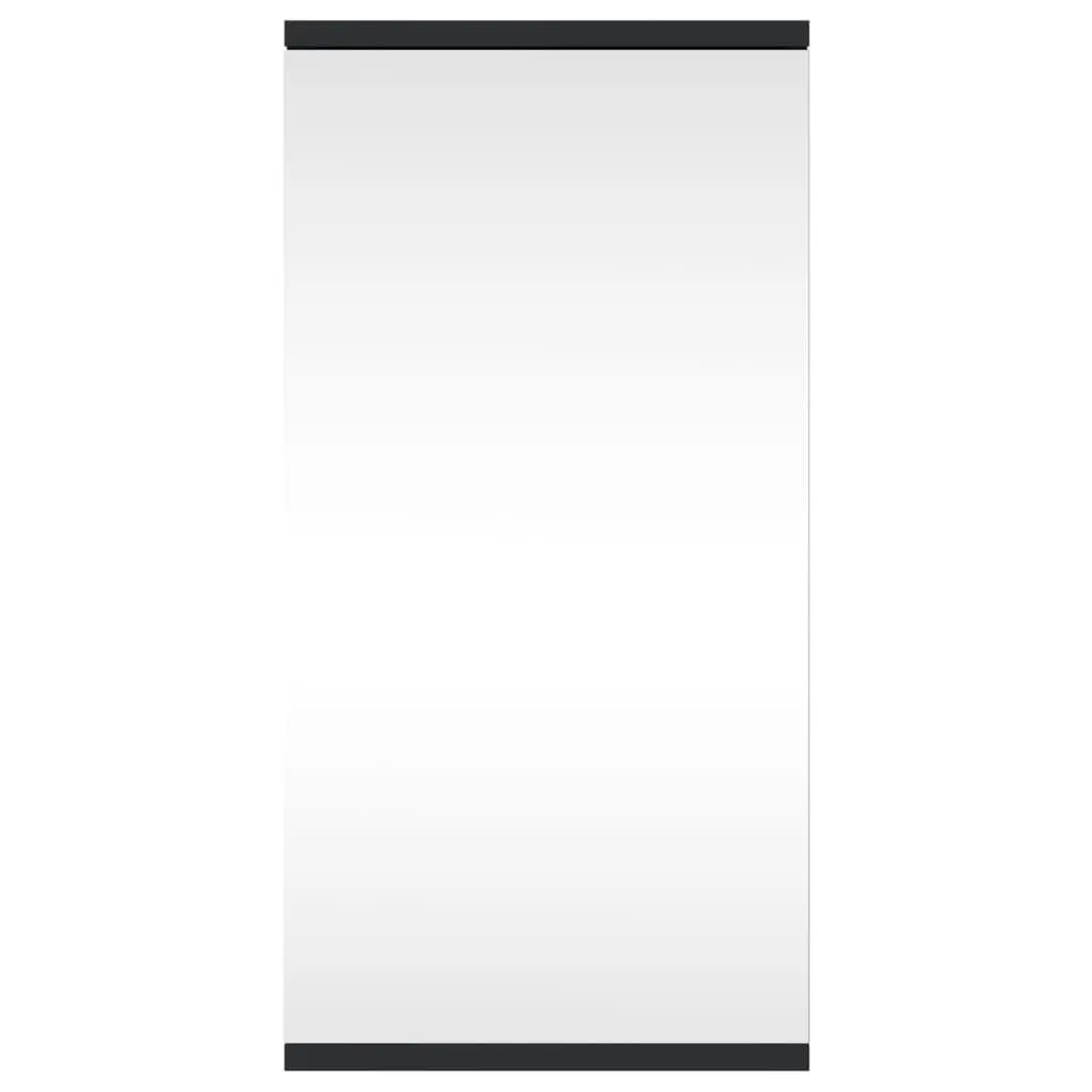 Corner Bathroom Mirror Cabinet Wall-Mounted Vanity Storage Black 30x24x60cm