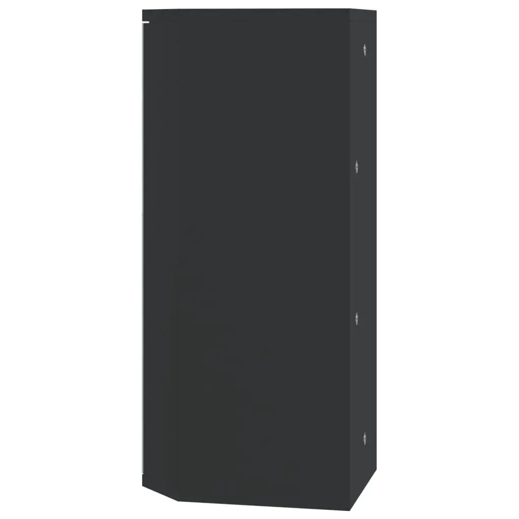 Corner Bathroom Mirror Cabinet Wall-Mounted Vanity Storage Black 30x24x60cm