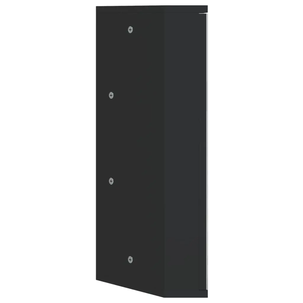 Corner Bathroom Mirror Cabinet Wall-Mounted Vanity Storage Black 30x24x60cm