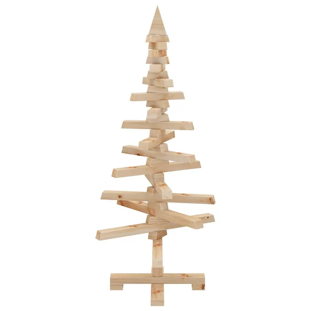 Wooden Christmas Tree Decoration 90cm Solid Pine Wood Rustic Holiday Home Decor